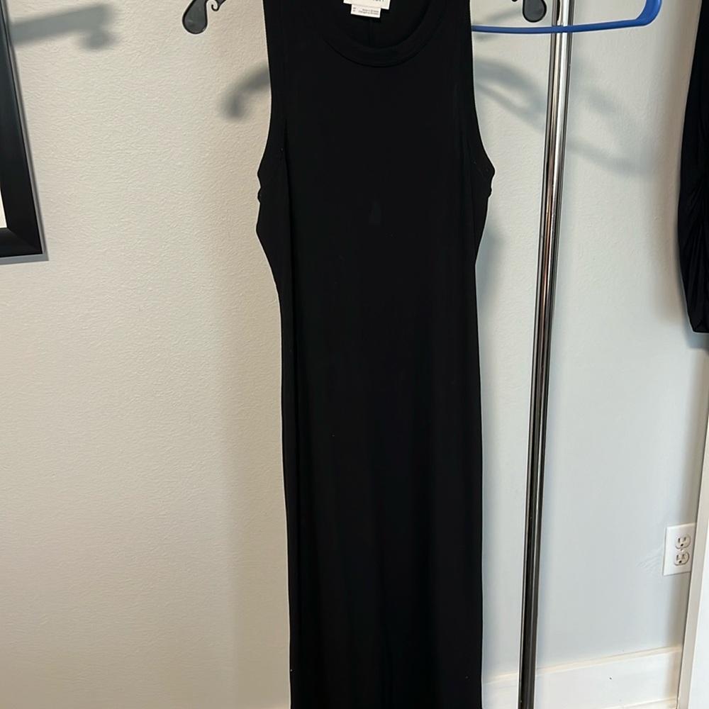 Woman’s black ribbed maxi dress